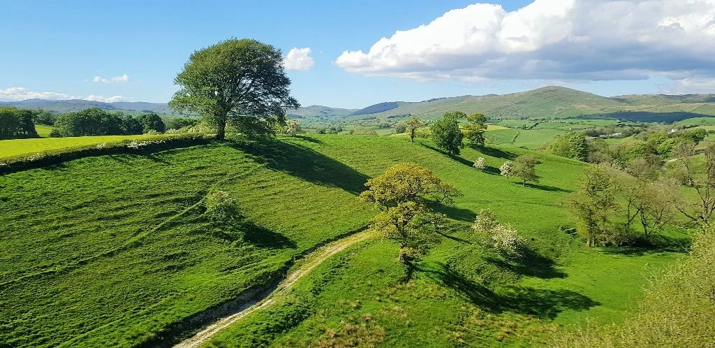 Looking towards The Lake District on a London to Glasgow train journey