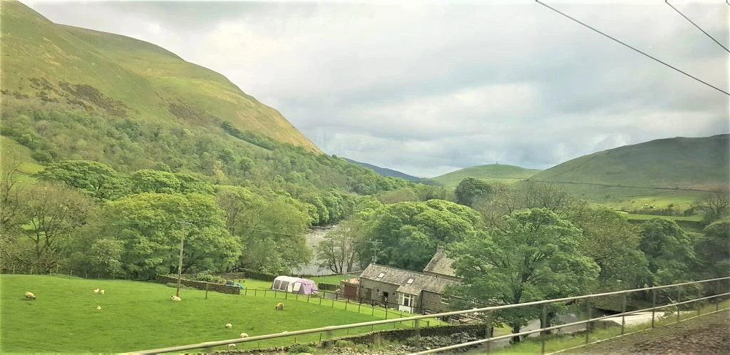 Looking back down the Lune Valley on the West Coast main line