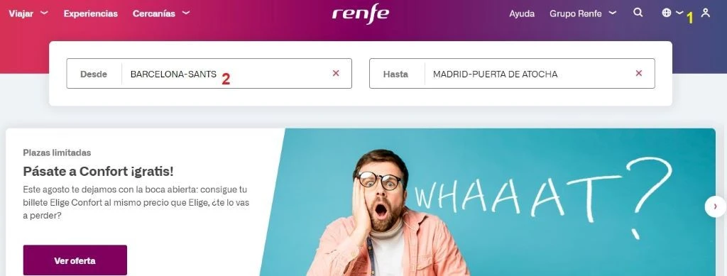 How to book rail tickets on the Renfe website