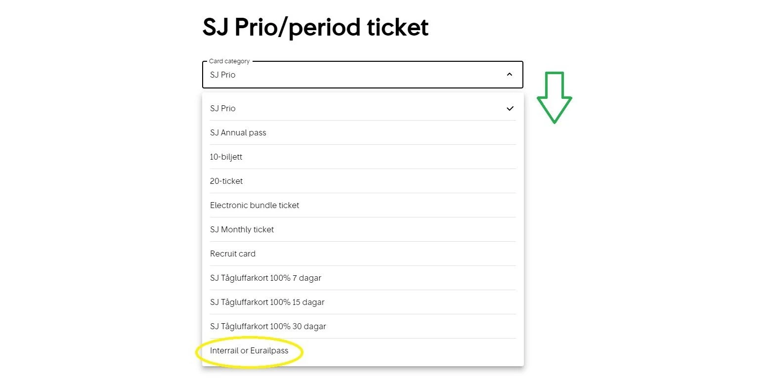 Using Eurail and InterRail passes on the SJ website