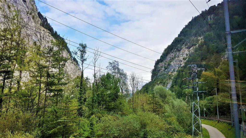 Through the gorge on a train travelling between Zweisimmen and Spiez