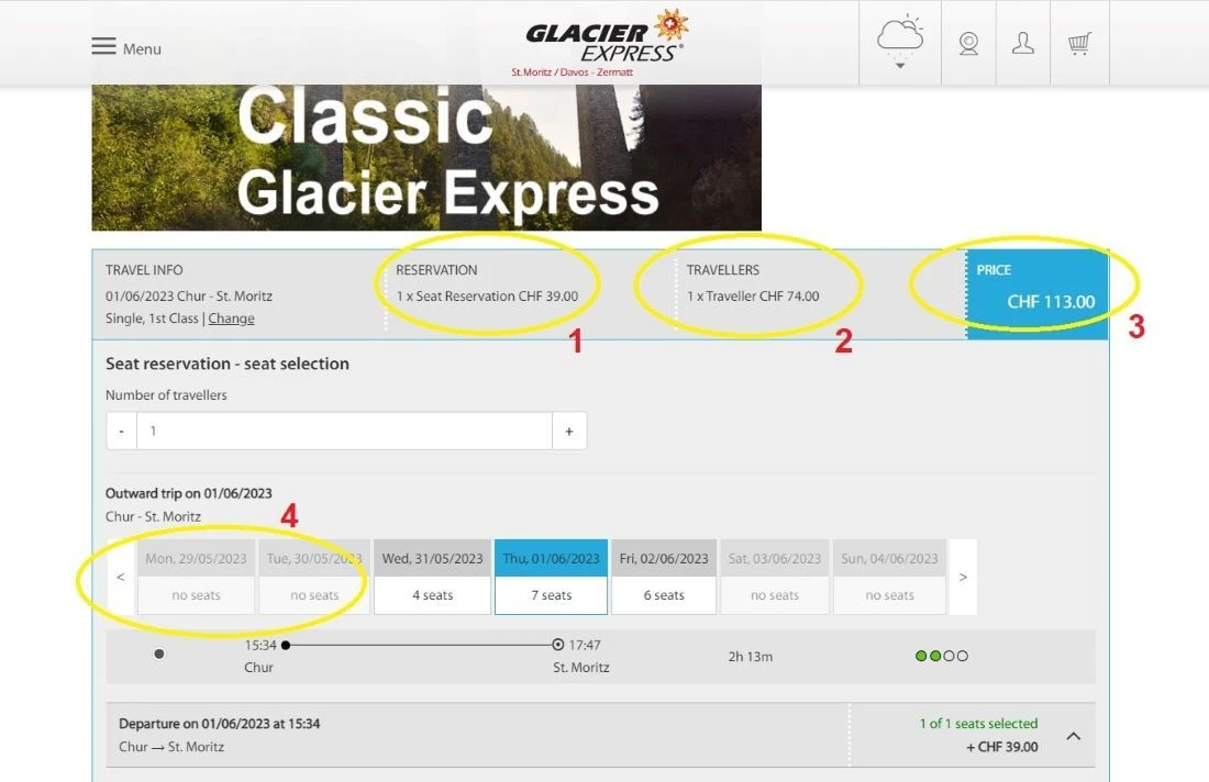 Booking Glacier Express tickets