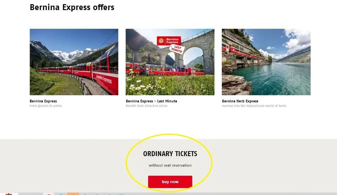 booking tickets after you have a reservation on the Bernina Express