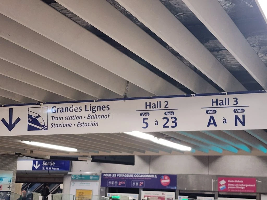 Exiting the RER station at the Gare De Lyon when heading towards an onward express train